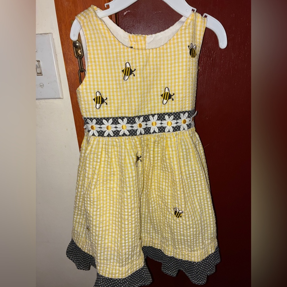 Yellow Gingham Bee Dress for Kids